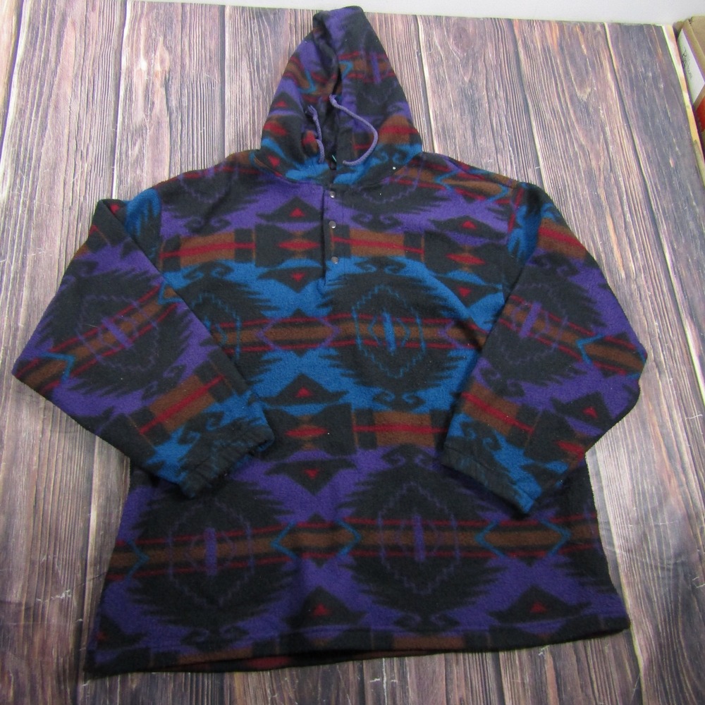 Santana Fleece Hoodie Mens XL Multicolor Southwestern Geometric Tribal Pullover